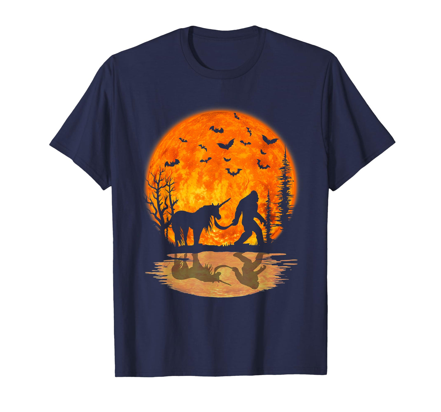 Bigfoot Walking Unicorn Funny Sasquatch Unicorn Halloween T-Shirt