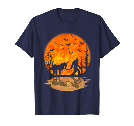 Bigfoot Walking Unicorn Funny Sasquatch Unicorn Halloween T-Shirt