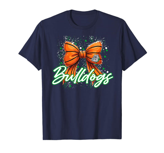 Green Bulldogs Basketball Coquette Bow Sports Bulldog Mascot T-Shirt