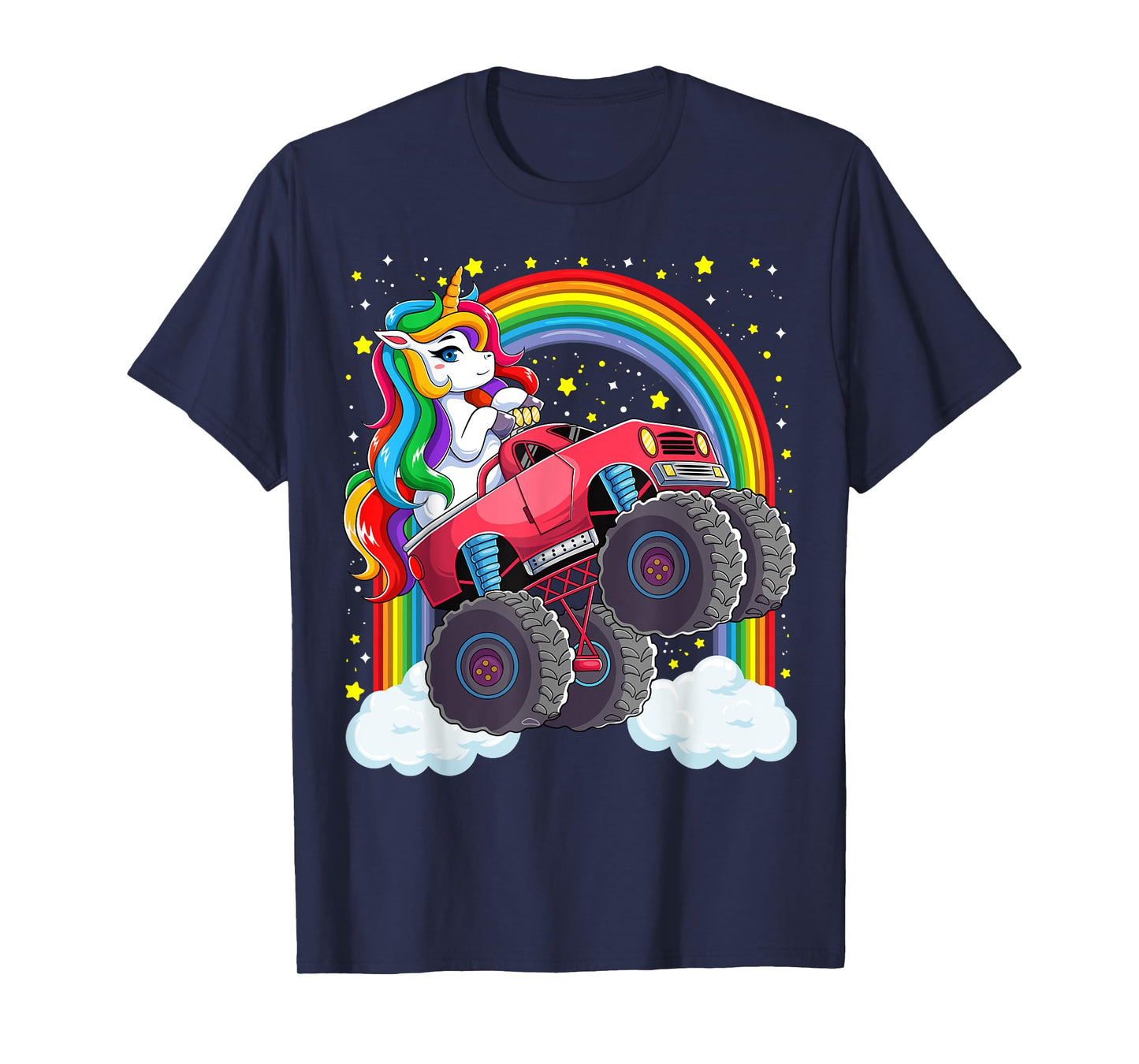 Cute Monster Truck Unicorn Magical Rainbow Kids Girls Party T-Shirt