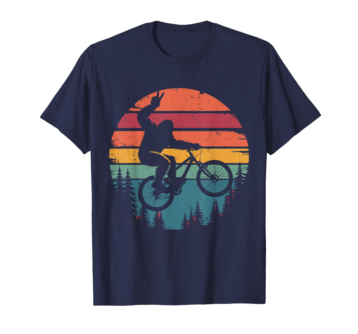 Retro Vintage Bigfoot Mountain Bike Funny Sasquatch Biking T-Shirt