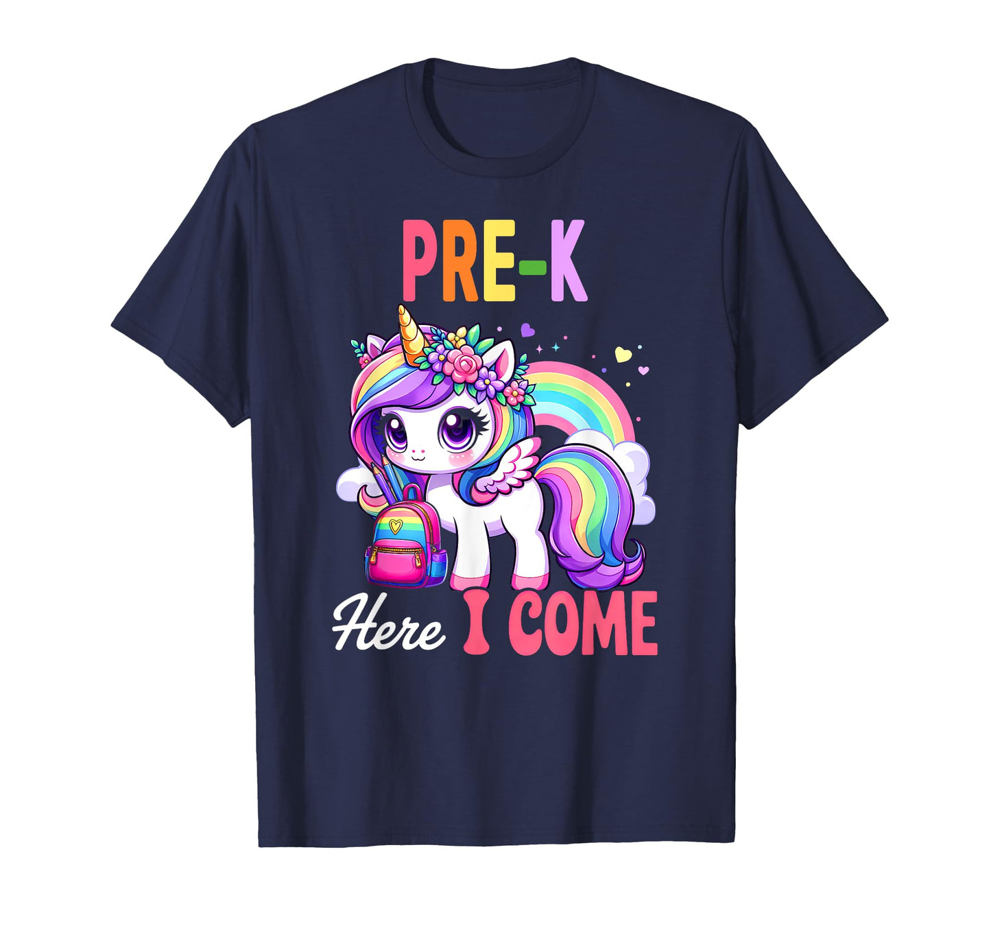 Pre-K Here I Come Unicorn Girls First Day Back To School T-Shirt
