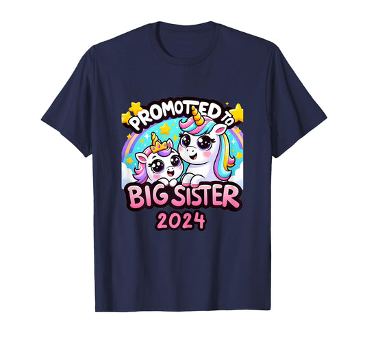 Promoted to Big Sister 2024 Unicorn Big Sis For Kids T-Shirt