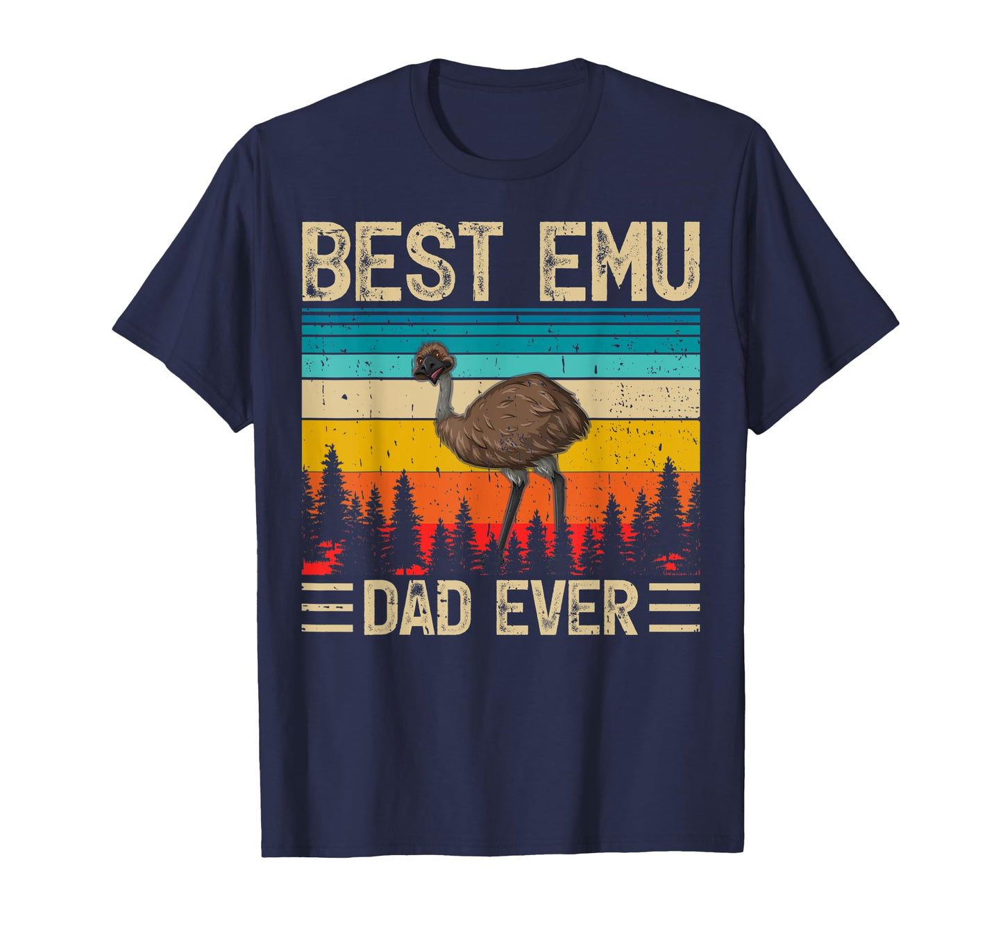 Mens Emu Bird Vintage Funny Best Emu Dad Ever Father's Day T-Shirt