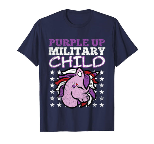 Purple Up Military Child Unicorn Army Soldier Girls Kids T-Shirt