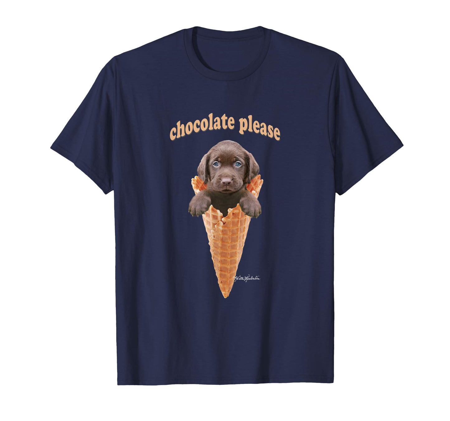 Chocolate Lab Waffle Cone Ice Cream T-Shirt Cute Puppy Tee T-Shirt