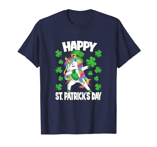 Happy St Patricks Day Irish Unicorn Lepricorn Girls Kids T-Shirt