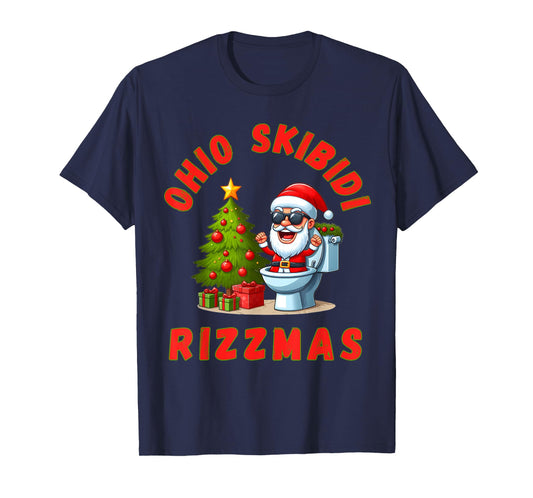 Ohio Skibidi Rizzmas Funny Christmas Rizz Gyatt Rizz Santa T-Shirt