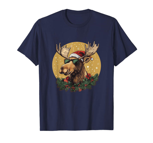 Sunglasses Christmas Moose Bringing the Holiday Vibes T-Shirt