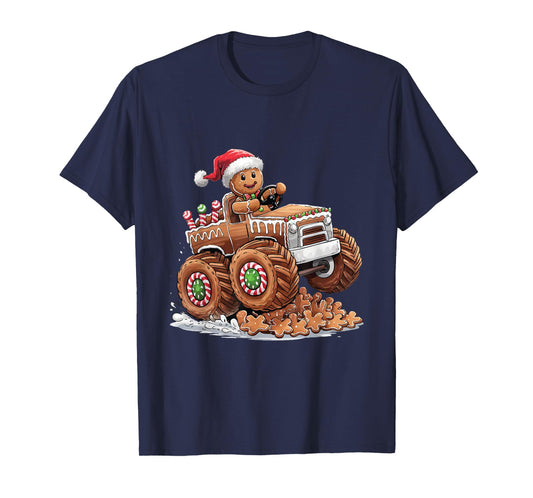 Monster Truck Gingerbread Man Funny Christmas Baking Cookies T-Shirt