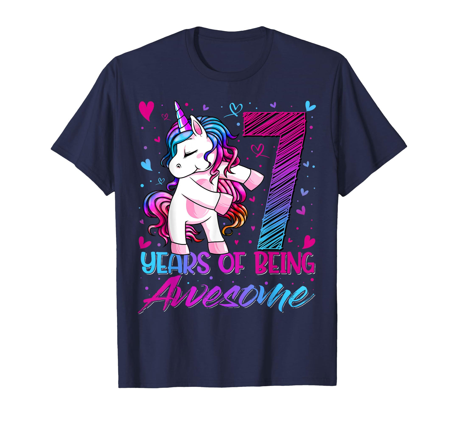 7 Year Old Gifts Unicorn Flossing 7th Birthday Girl Party T-Shirt