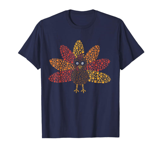 Paw Print Turkey Thanksgiving Dog Mom Pet Lover Veterinarian T-Shirt