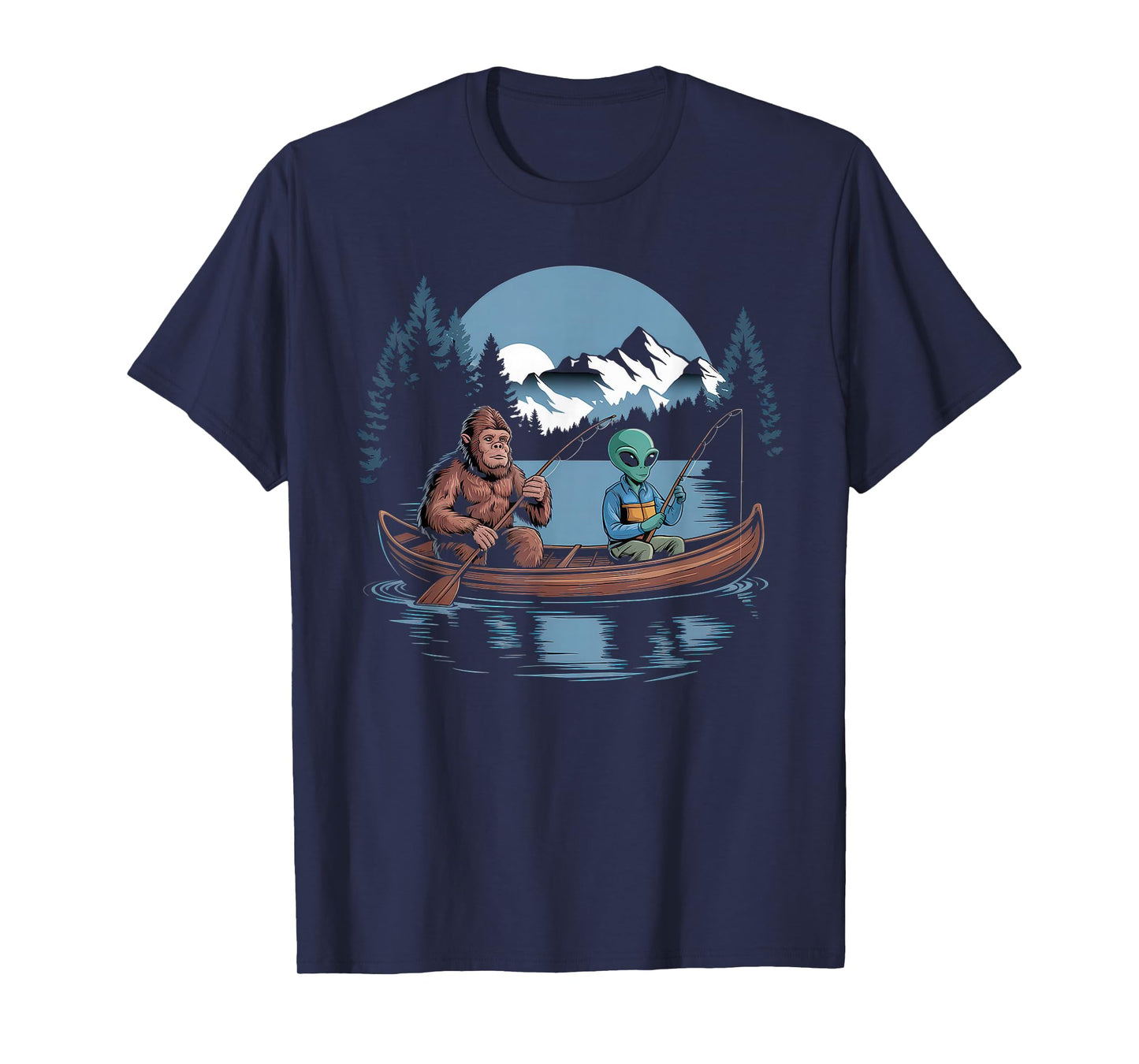 Bigfoot Tshirt Sasquatch Alien Fishing Conspiracy Funny Meme T-Shirt