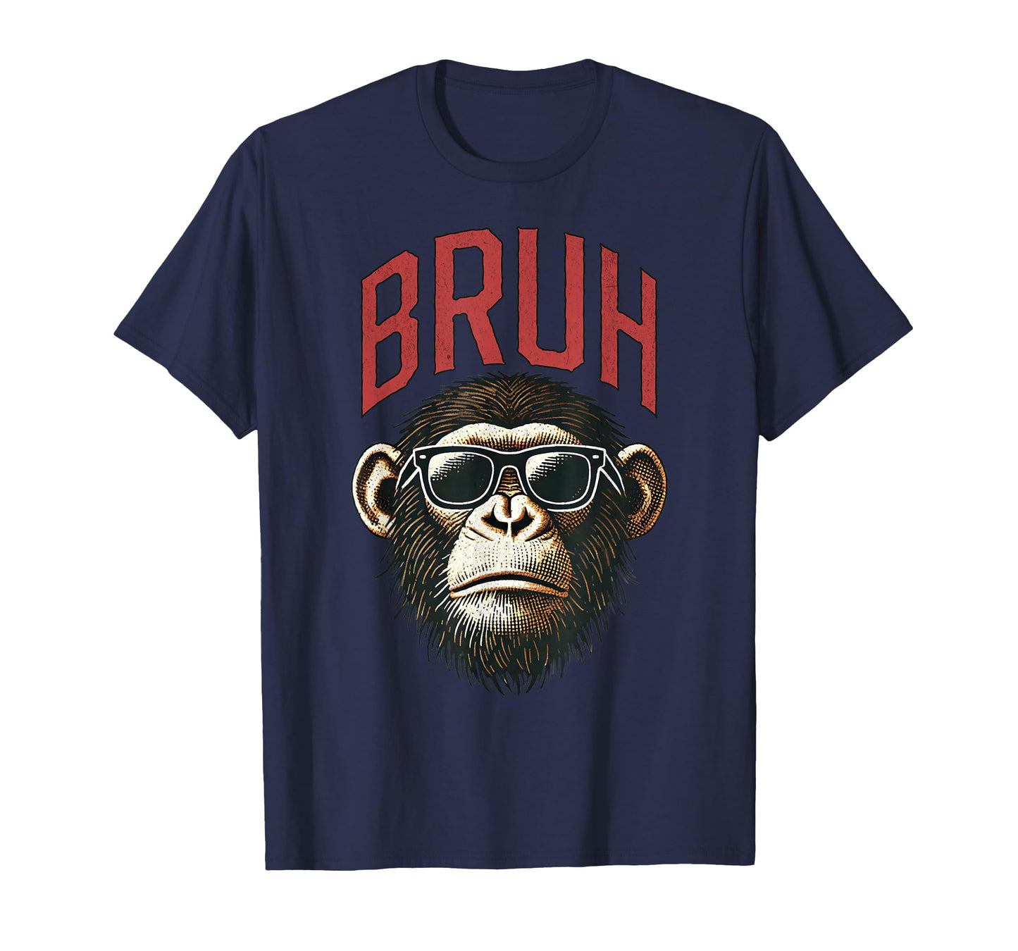 Vintage Style Bruh Chimpanzee Funny Boys Kids Teen Sayings T-Shirt