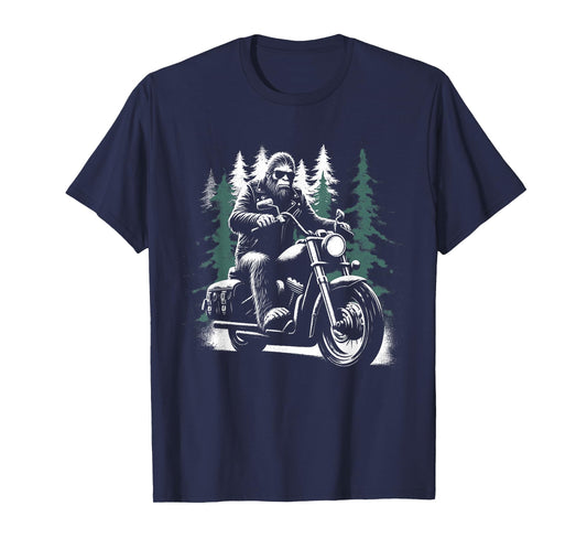 Bigfoot Motorcycle Biker - Funny Bigfoot Sasquatch Lover T-Shirt