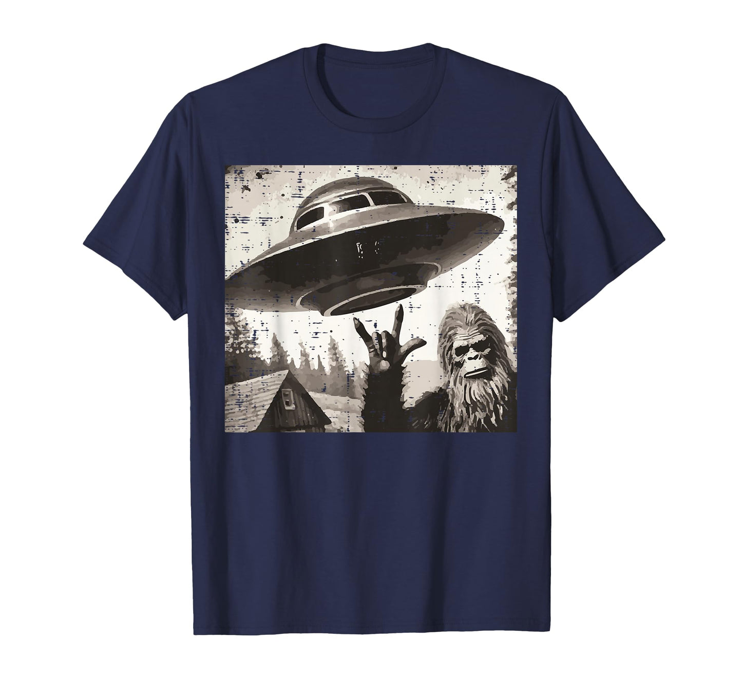 Bigfoot Alien Ufo Selfie Sasquatch Rocker Men Boys Kids T-Shirt