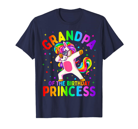 Grandpa of the Birthday Princess Girl Dabbing Unicorn T-Shirt