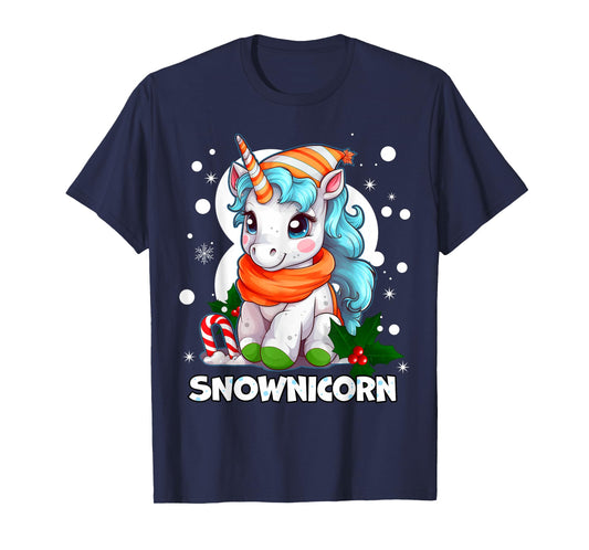 Snownicorn Cute Unicorn Snowman Christmas Girl T-Shirt