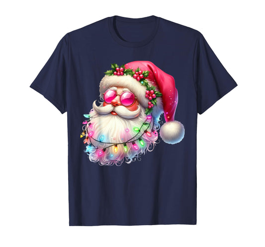 Santa Claus Pink Christmas Face Old Xmas Vintage Pink Santa T-Shirt