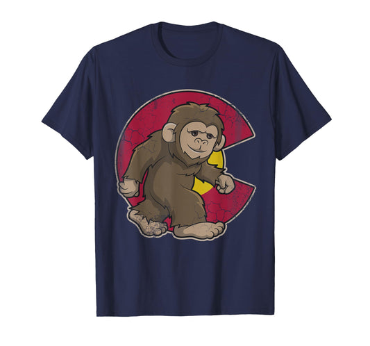 Colorado Flag Kids Sasquatch Bigfoot Vintage Distressed T-Shirt
