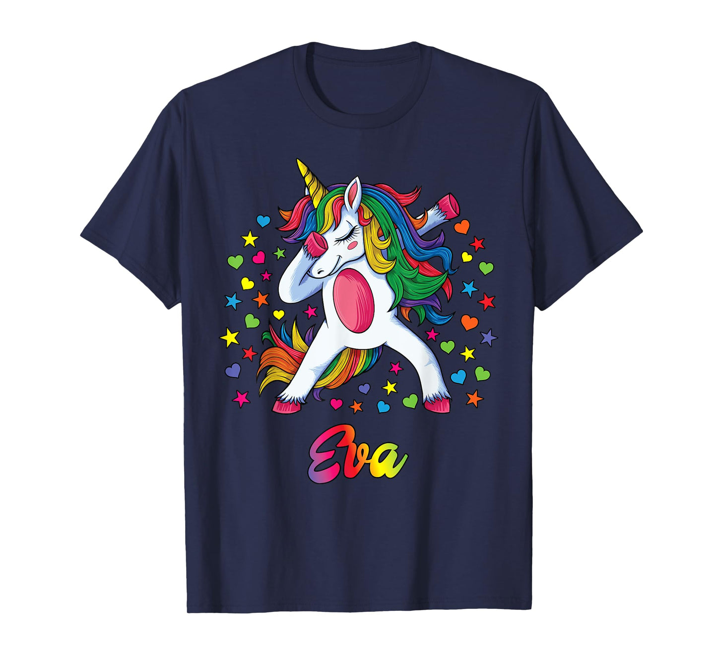 EVA Personalised Name Unicorn Girl Gift T-Shirt