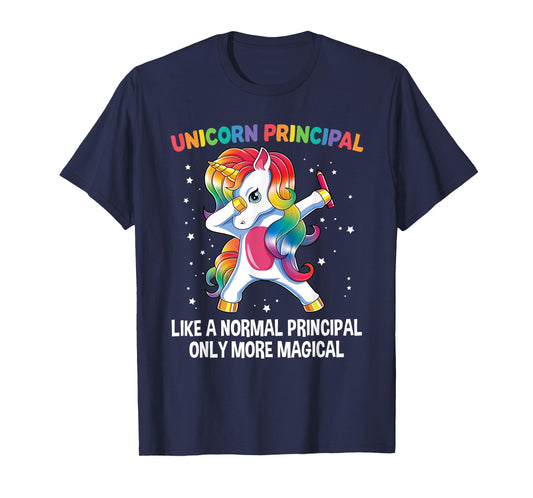 Unicorn Principal Dabbing Unicorn Funny Back To School T-Shirt