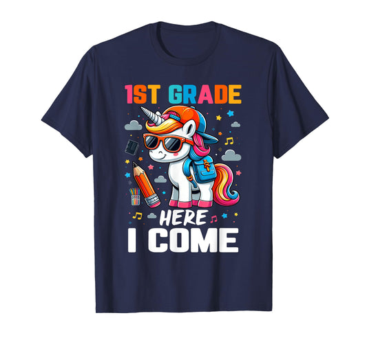 First 1st Grade Here I Come Shirt First Day Of School Girls T-Shirt