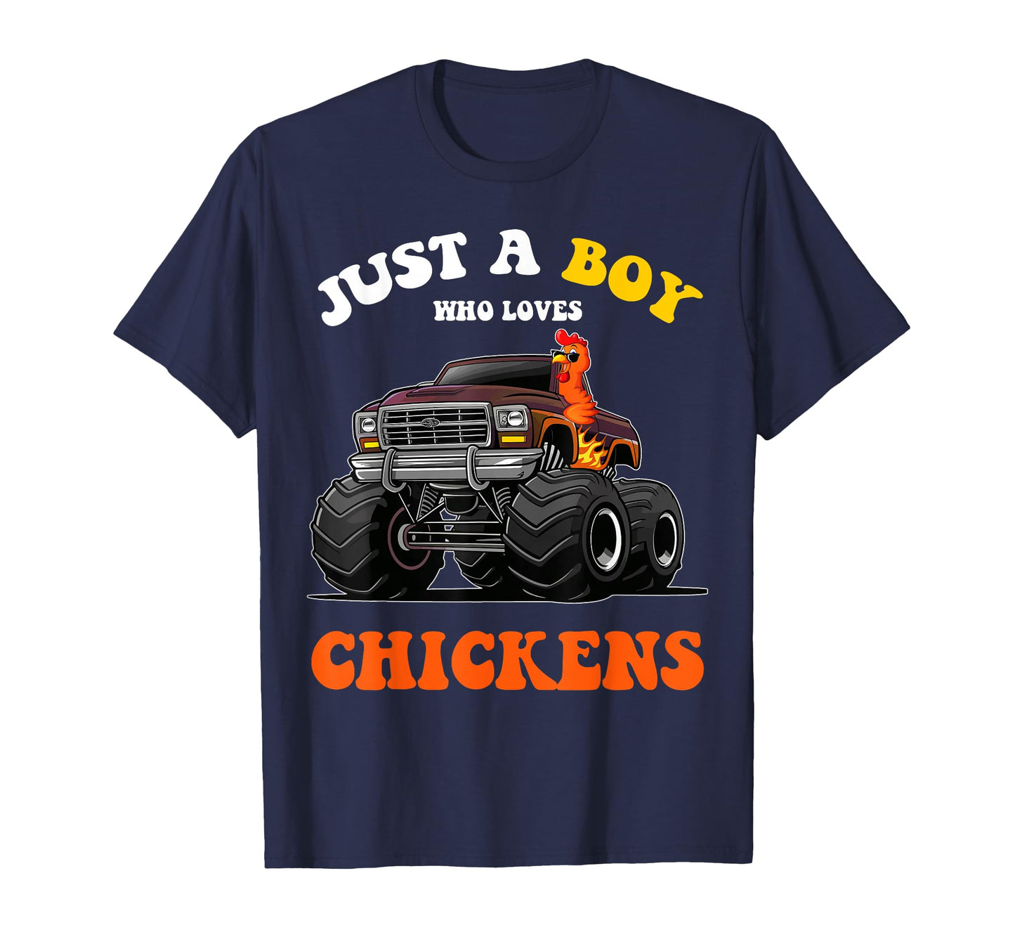 Just a Boy Who Loves Chickens And Monster Truck Kids Boys T-Shirt