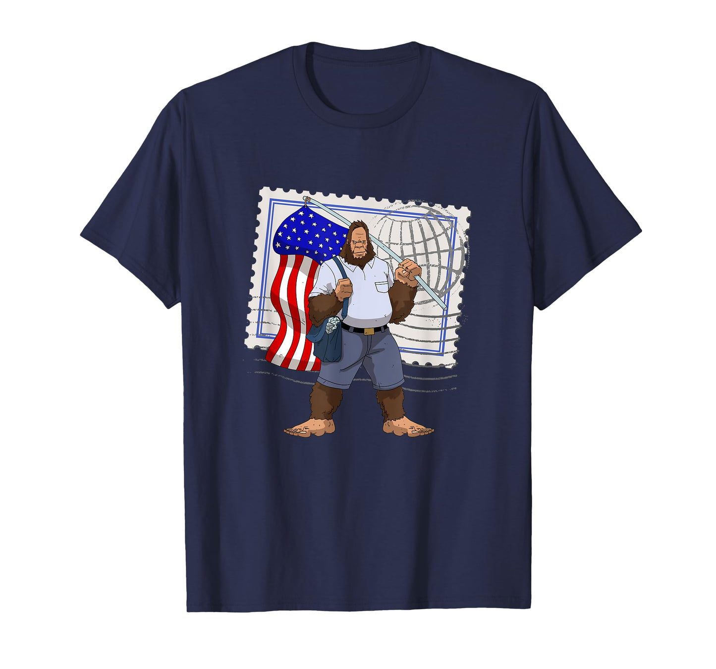 Bigfoot American Flag Protect US Postal Service T-Shirt