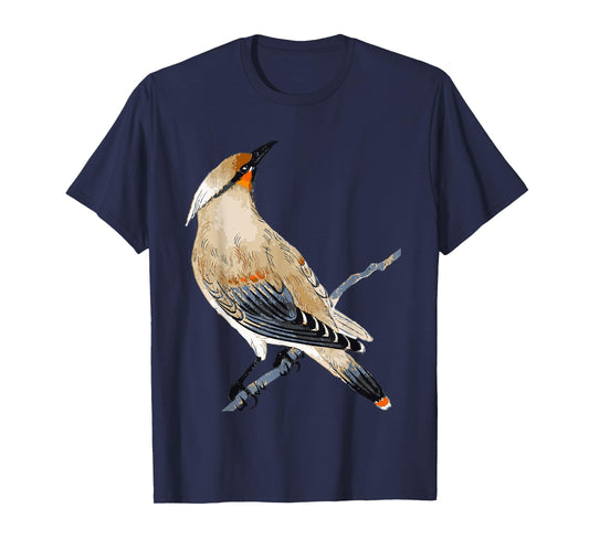 Cedar Waxwing Art Illustration T-Shirt