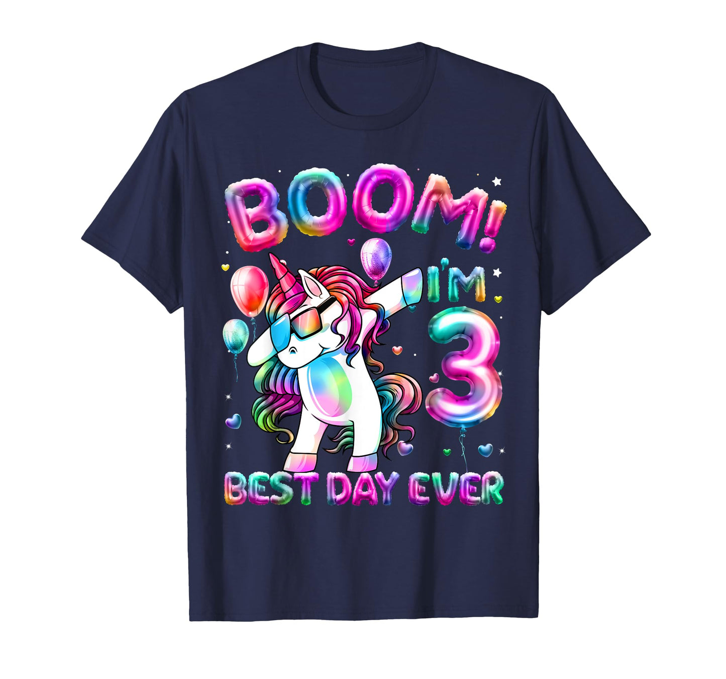 3 Years Old Dabbing Unicorn Gifts 3rd Birthday Girl Party T-Shirt