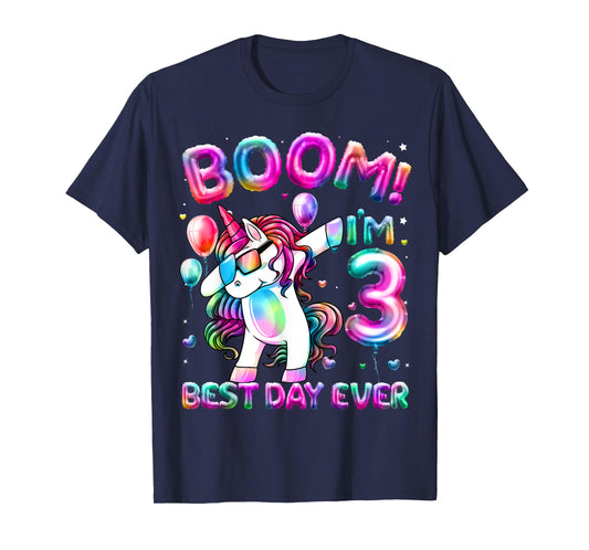 3 Years Old Dabbing Unicorn Gifts 3rd Birthday Girl Party T-Shirt