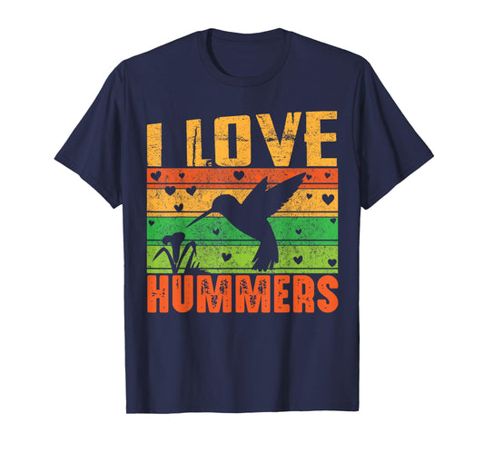 I Love Hummers Colibri Hummingbird Wildlife Retro Sunset T-Shirt