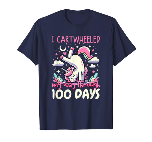 Unicorn 100 Days Of School Cartwheel 100th Day Of School T-Shirt