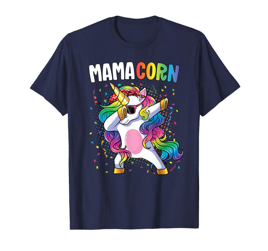 Mamacorn Women Unicorn Birthday Party Dabbing Unicorn Mom T-Shirt