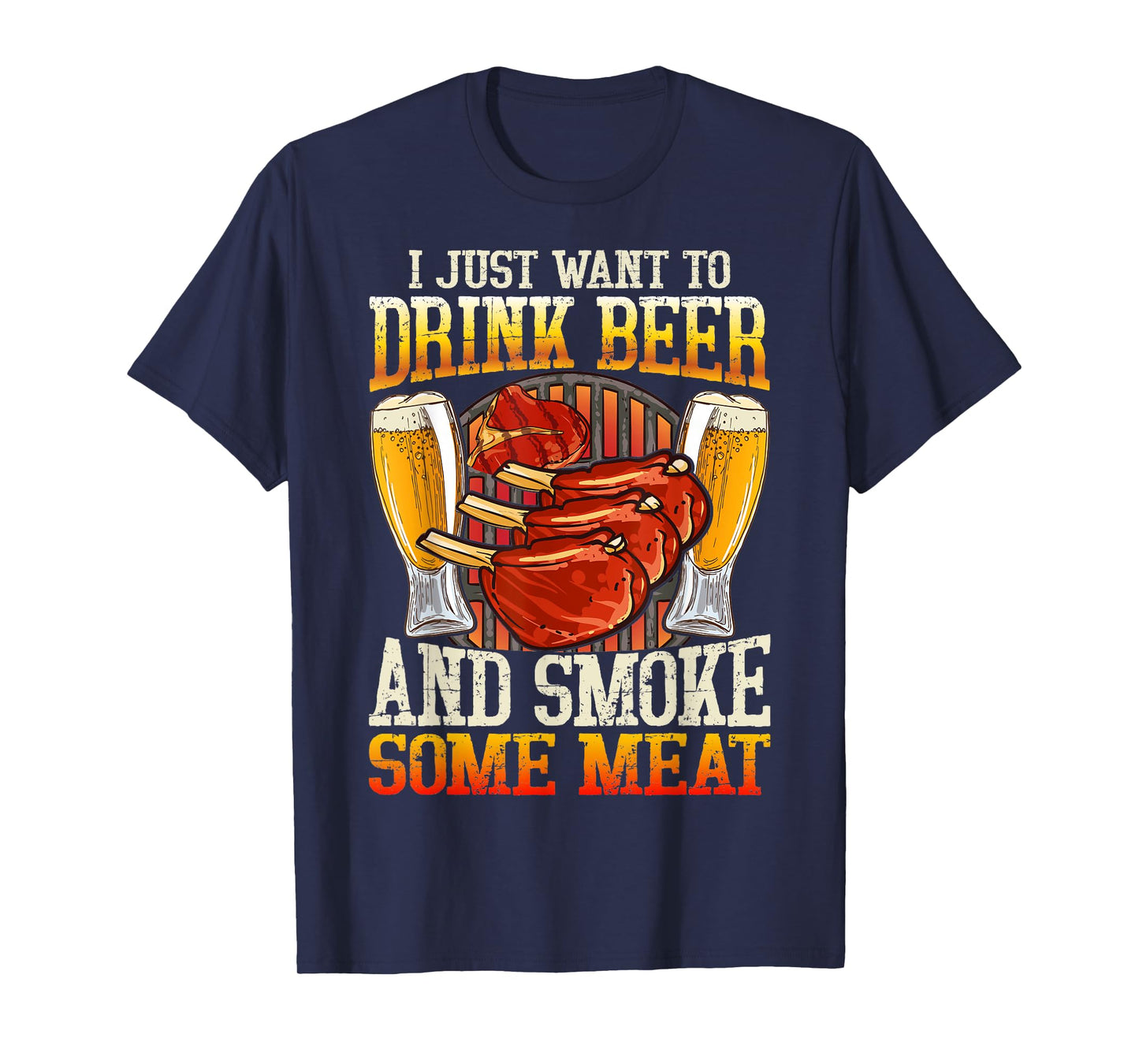 Beer Drinking Meat Smoking BBQ Grill Lover Pit Master Smoke T-Shirt