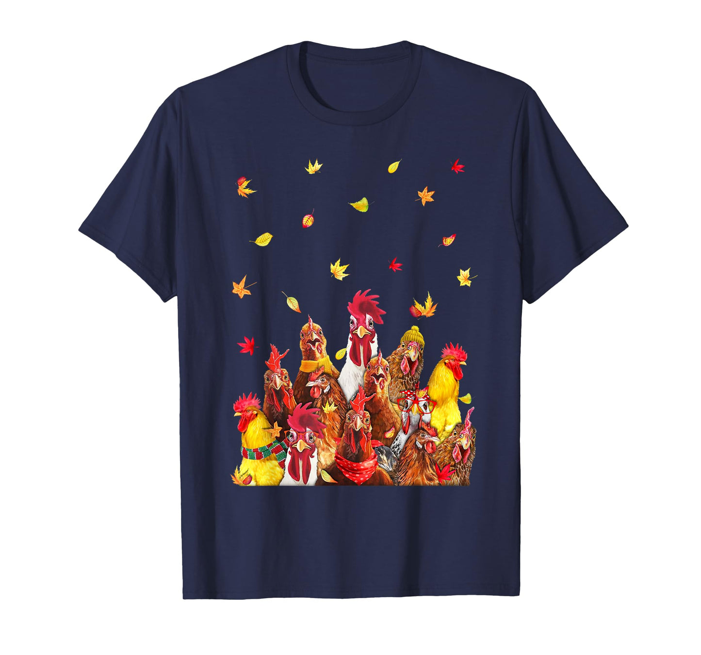 Hello Autumn Maple Chicken Leaf Fall Cute Chicken Farm T-Shirt