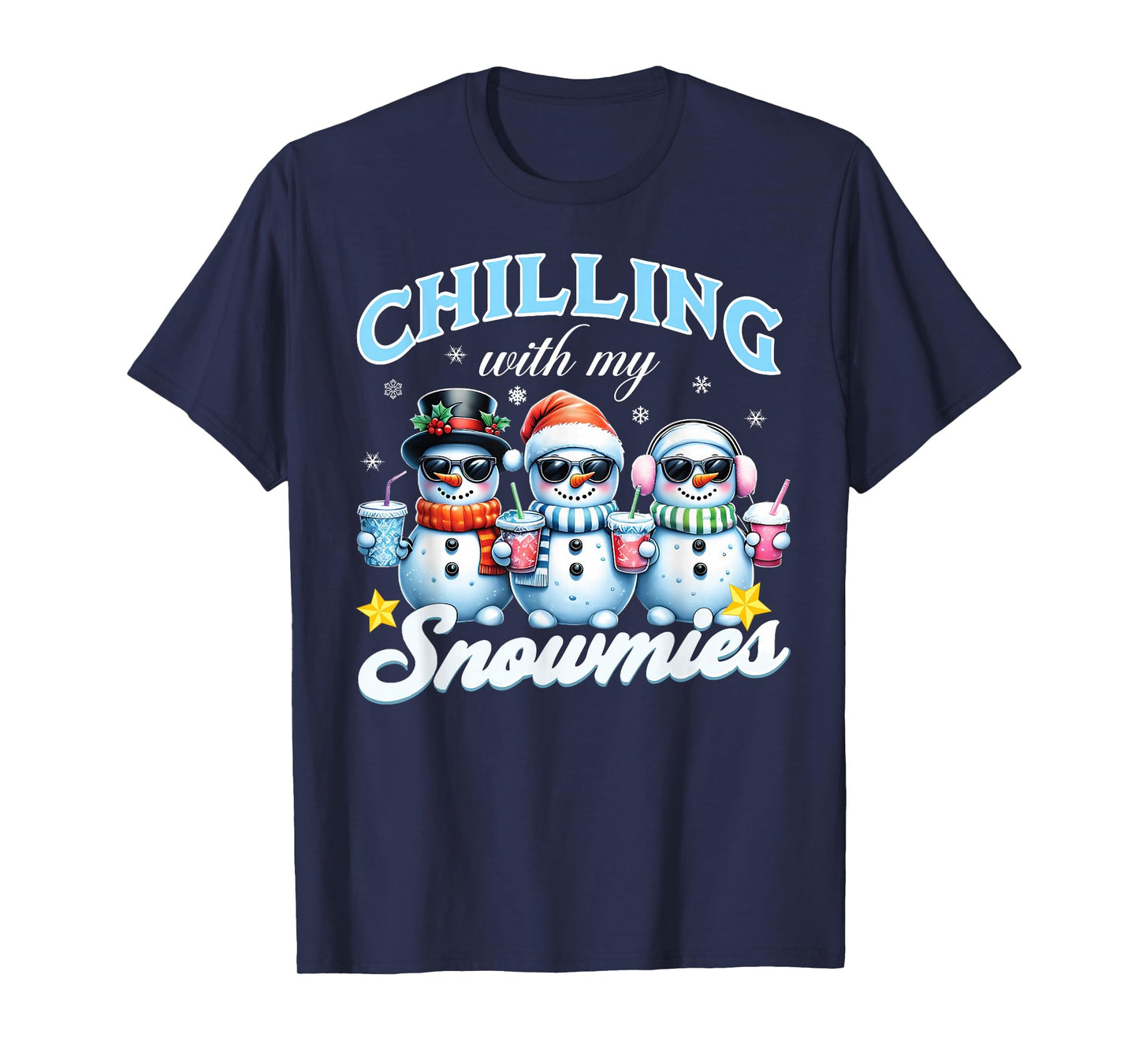 Chillin With My Snowmies Funny Snowman Christmas Kids Boys T-Shirt