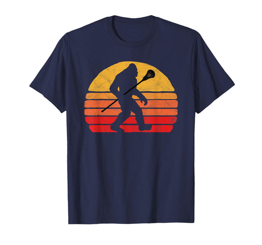 Bigfoot Lacrosse Stick Vintage Surf Sun Funny Lax T-Shirt