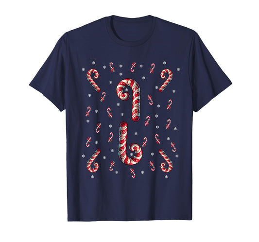 Red And White Candy Cane Santa Christmas Xmas Lights T-Shirt