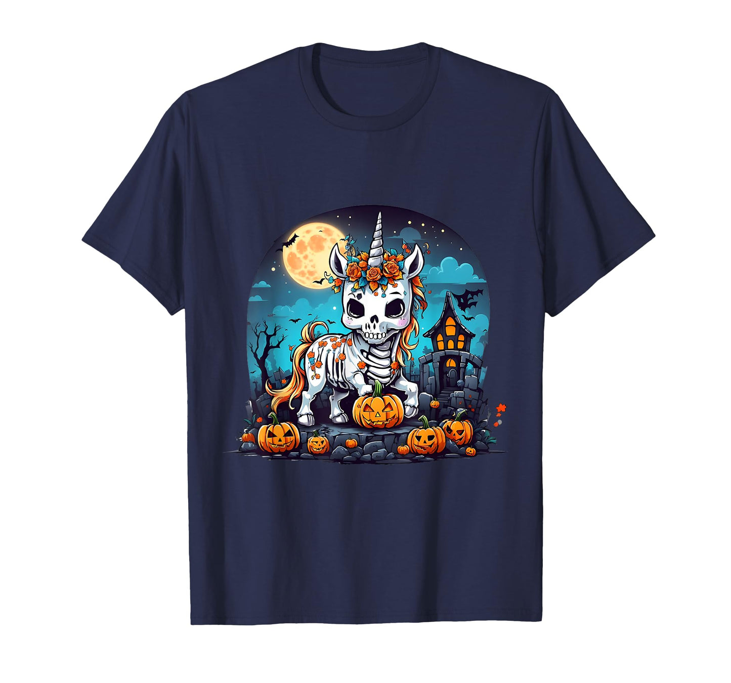 Cute Halloween Skeleton Unicorn Girls Women Witchy Halloween T-Shirt