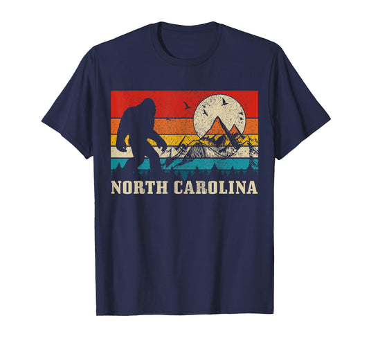 North Carolina Bigfoot Vintage Mountains Hiking Camping T-Shirt