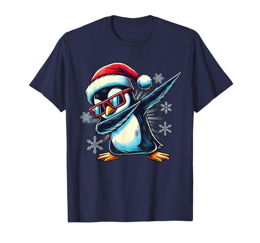 Penguin Dabbing Through The Snow Funny Christmas Boys Kids T-Shirt