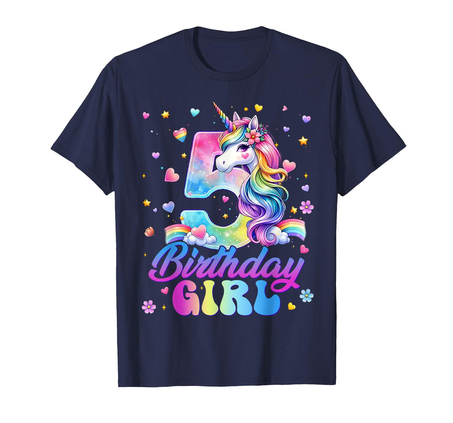It's My 5th Birthday Unicorn 5 Years Old Girl Birthday Party T-Shirt
