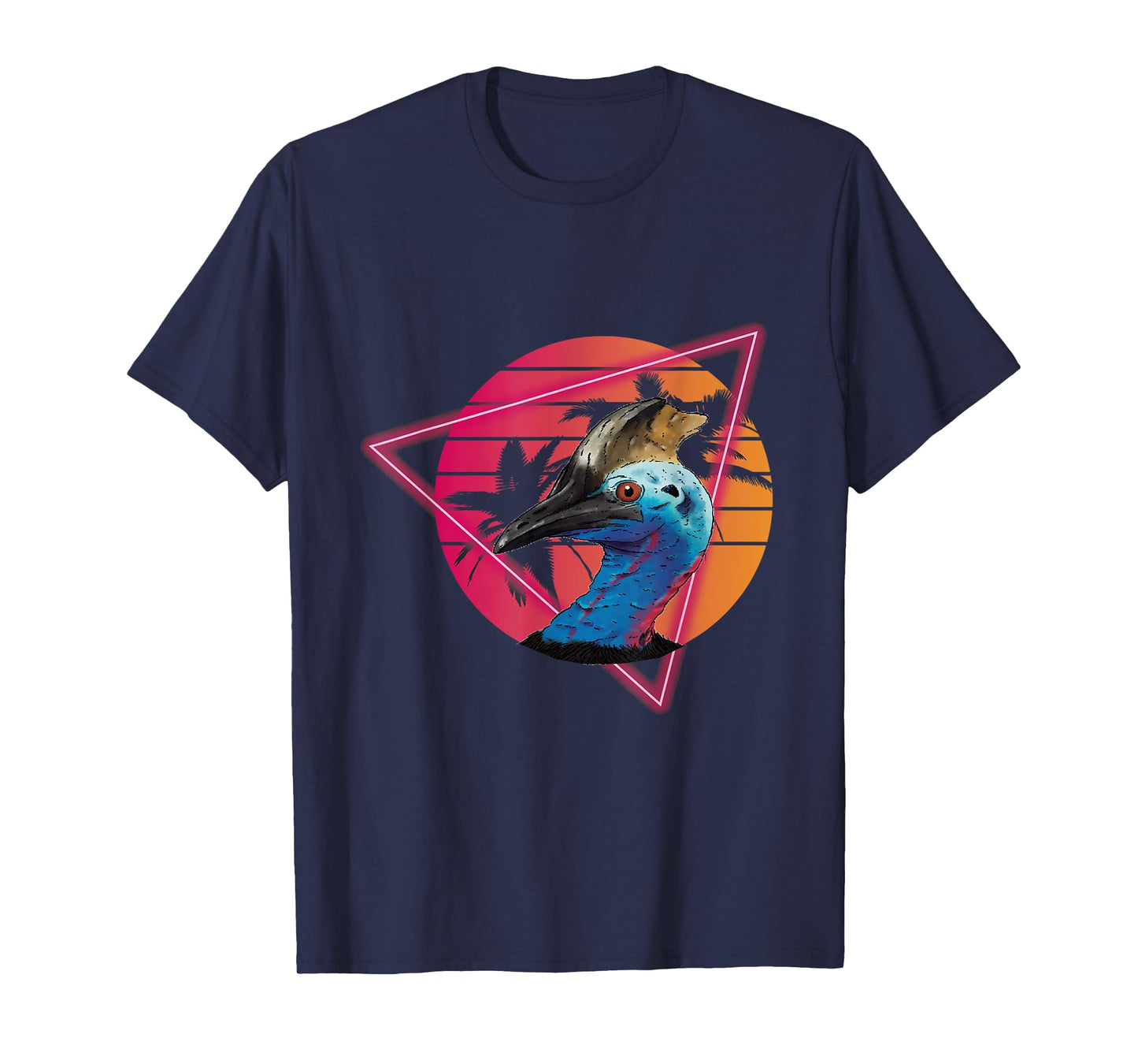 Cassowary Modern Retro Sunset Palm Tree Cassowary Lover T-Shirt
