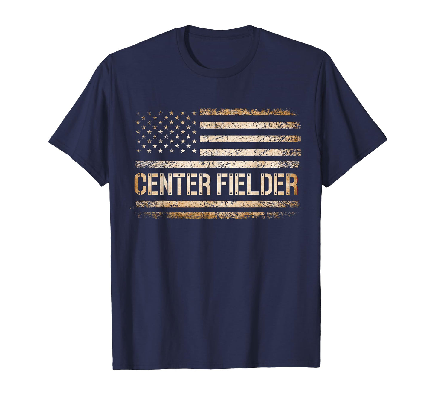 Baseball Center Fielder Retro USA FLAG High School Baseball T-Shirt