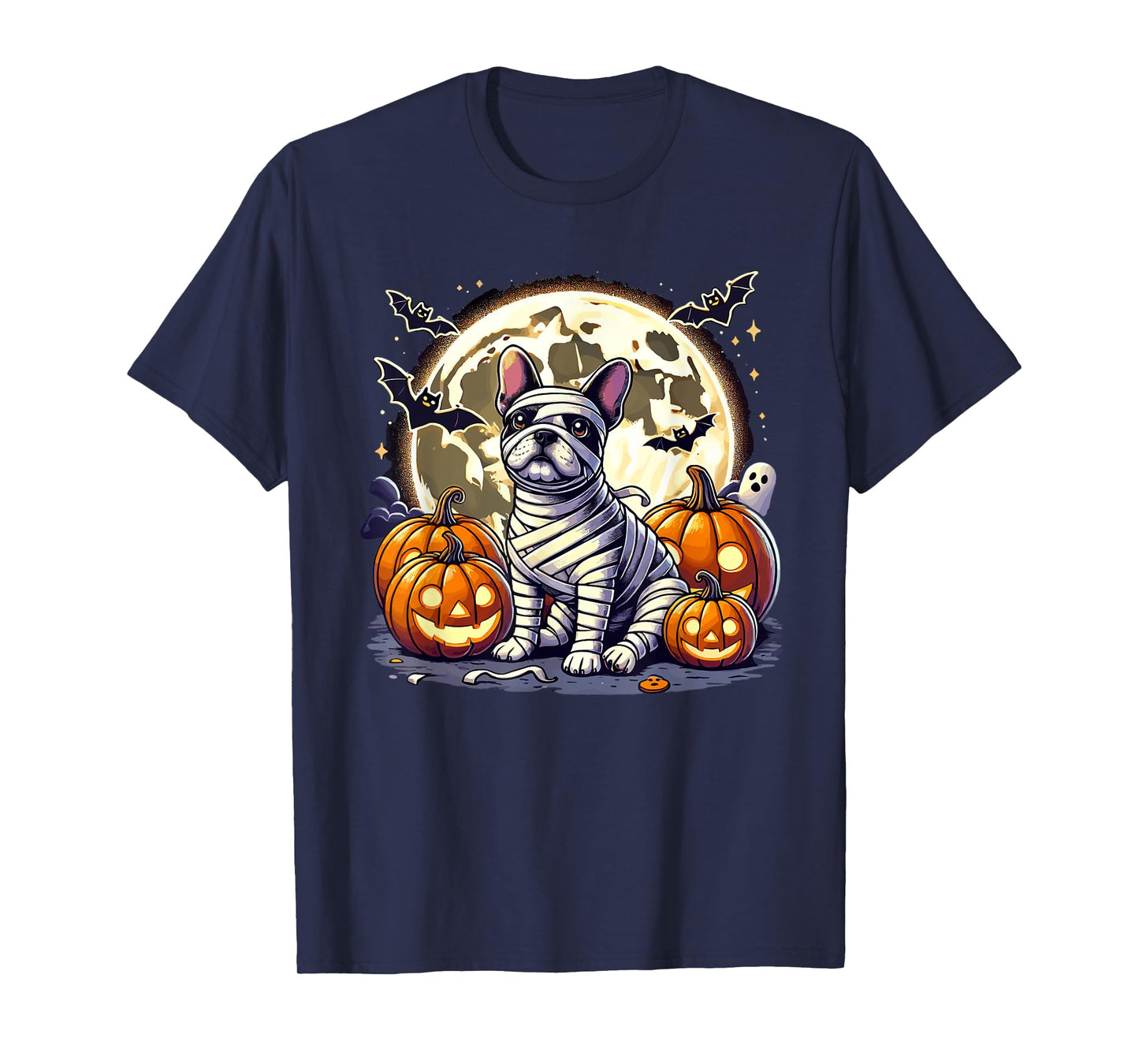 Halloween French Bulldog Mummy Cute Spooky Dog Design T-Shirt