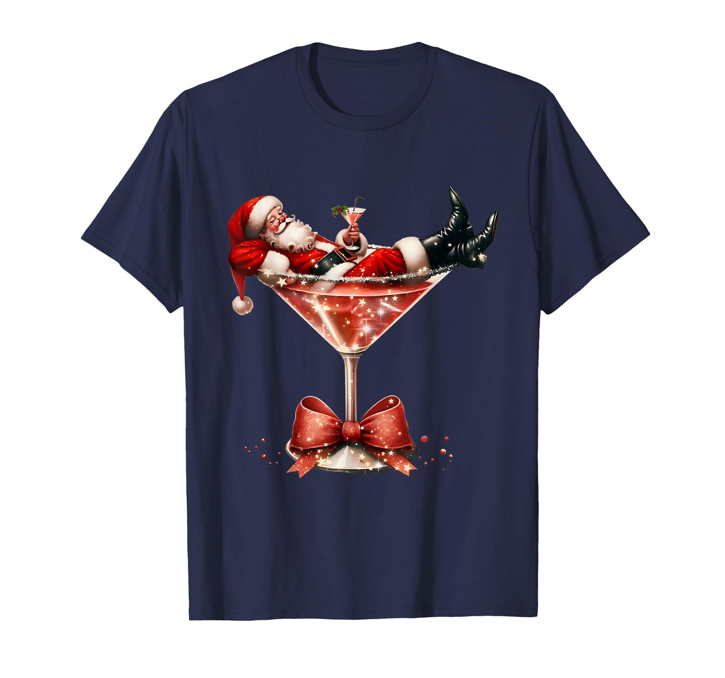 Santa's Hot Mess Christmas Martini Xmas T-Shirt