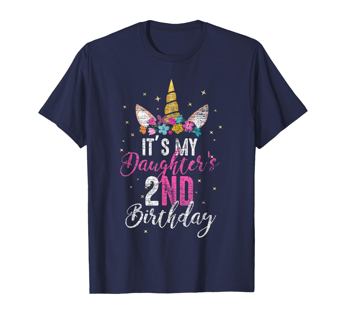 Its My Daughters 2nd Birthay Girl Gift Unicorn Birthday T-Shirt