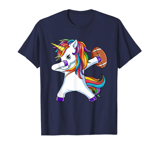Funny Dabbing Unicorn American Football Gift For Girls Women T-Shirt